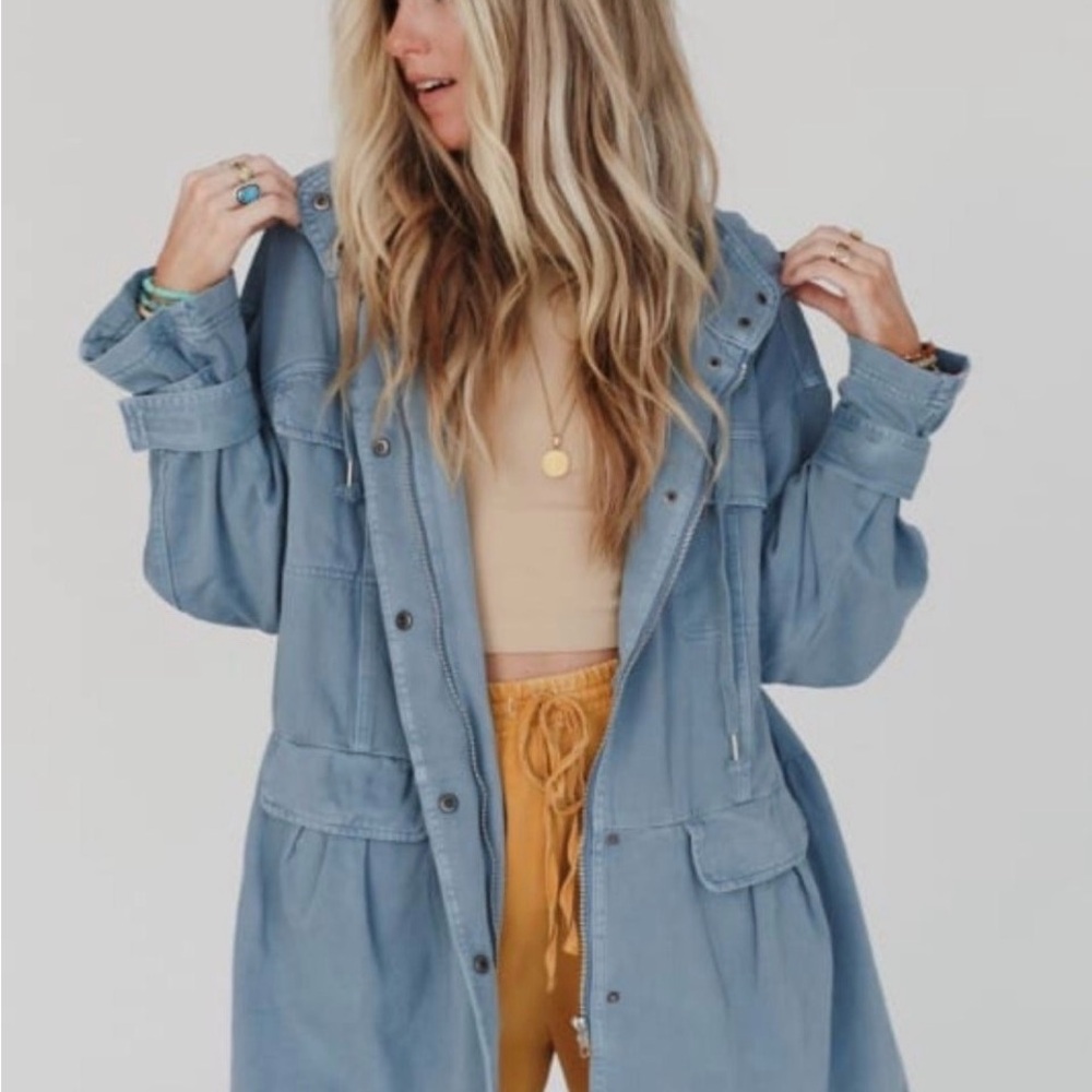Three Bird Nest Light Blue Utility Jacket. Brand New with tags.